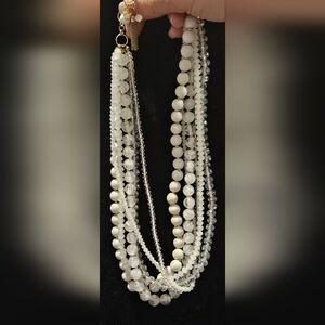 Vintage loft white and iridescent beaded necklace